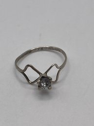 MEXICO Sterling Ring With Clear Solitaire .75g  Size 5