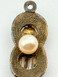 Sterling Figure Eight Pendant With Small Pearl Accent .95g