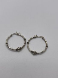 THAI Large Hoop Earrings With Bead And Rope Design 3.00g