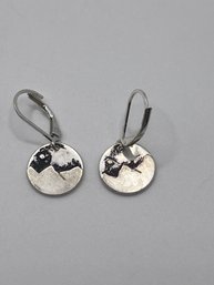 Sterling Round Earrings With Mountain View 2.57g