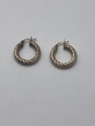 Sterling Textured Hoop Earrings 2.66g