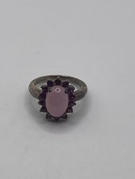 Sterling Ring With Pink Center Stone 4.17g  Size 7