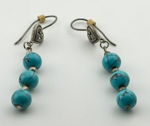 Turquoise Bead Dangle Earrings 5.50g
