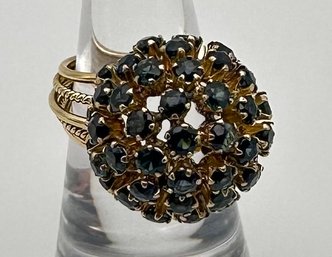 Sapphire Dome 14K Gold Cocktail Ring Size 5.5 8 G Approximately 2.45 TCW