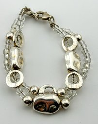 Bracelet With Sterling And Clear Beads 20.90g