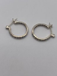 Sterling Hoop Earrings With Multi-colored Gems  4.20g