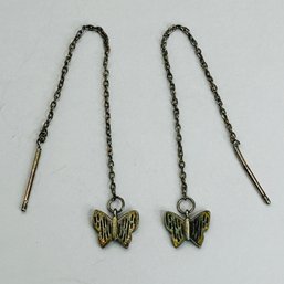 Sterling Silver Butterfly Dangle Earrings .96 G