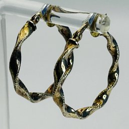 YGIIN Sterling Silver Twisted Gold Colored Hoop 2.21 G