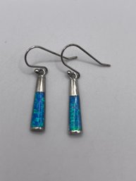 Sterling Blue Fire Dangle Earrings  2.41g