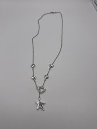 Sterling Chain With  Hearts And Star Pendant  9.53g    20'long