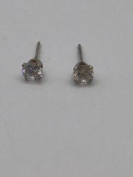 Sterling Stud Earrings With Clear Gems  0.36g