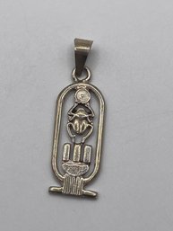 Sterling Egyptian Cartouched Ra Scarab Pendant  3.81g