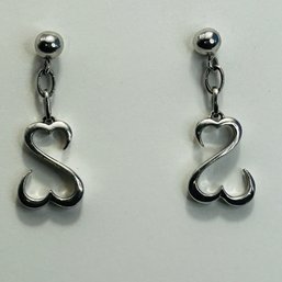 JWBR Sterling, Silver Open Heart Dangle Earrings 3.94 G