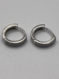 Small Sterling Hoop Earrings With Clear Gems  2.56g
