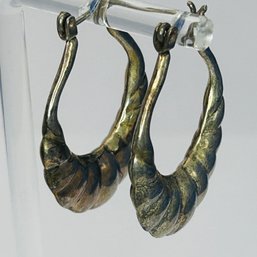 Sterling Silver Hoop Earrings With Bronze Coloring 6.6 G