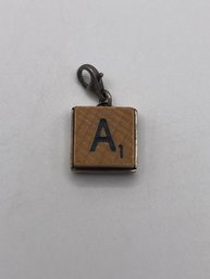 Sterling Letter 'A' Scrabble Piece Charm  3.09g