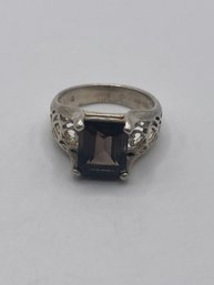 Sterling Ring With Rectangular Brown Gem  4.21g   Sz. 6