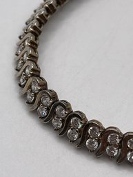 Sterling Gold Toned Double Rhinestone Bracelet  16.72g    7.5'long
