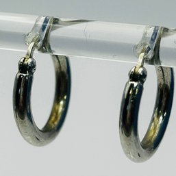 Sterling Silver Simple Hoops With Hinge Back 1.23g