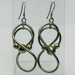 Sterling Silver Dangle Earrings With Bead Detail Hook Back 8.51 G
