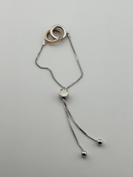 Sterling Slide Bracelet With Interlocking Circles  5.51g