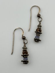 Sterling And Purple Bead Hook Earrings 2.41g
