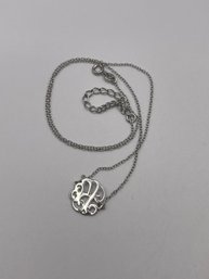 Sterling Necklace With Swirly Design Pendant   1.86g    17.5'long