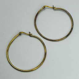 Sterling Silver Gold Colored Hoop With Hinge Back 2.99 G