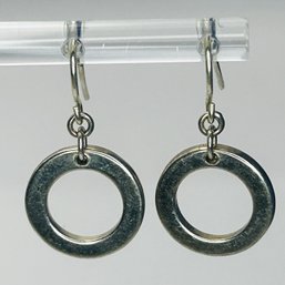 Sterling Silver Dangle Open Circle Detail Hook Back 3.41g