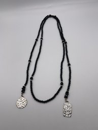 Sterling Silpada Black Onyx Bead Lariat Necklace  30.0g    44'long