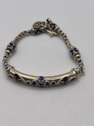 Vintage Sterling Multicolored Wheat Snake Chain Bracelet  17.87g