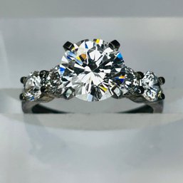 CZ China Sterling Silver Engagement Ring With Clear Stone Size 6, 3.11g