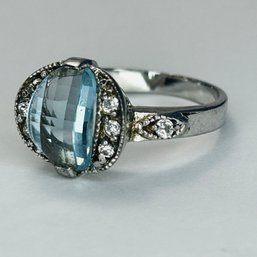 Sterling Silver Ring With Blue Topaz Stone Size 6, 3.11 G