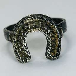 Sterling Silver Horseshoe Ring With Filigree Detail Size 9, 3.92 G