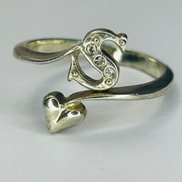 NV Sterling Silver Disconnected Ring With S And Heart Design Size 6, 2.38 G