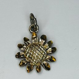 Sterling Silver Sunflower Pendant With Gold Coloring, 1.45 G