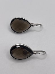 Sterling Earrings With Brown Stone   6.48g