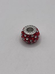 Sterling Spacer With Red And Clear Gems   1.57g