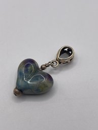 Sterling Pendant With Blue Heart Shaped Stone   7.1g