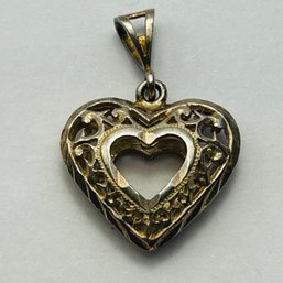 MC Sterling, Silver Heart Pendant Open Heart Detail 2.79 G