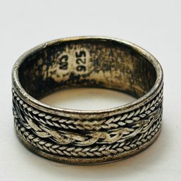 CW Sterling Silver Band With Braid Design Size 7, 4.52 G