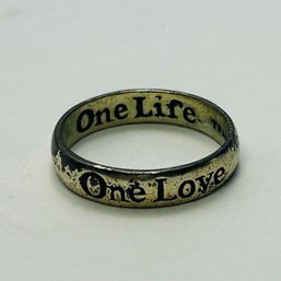 Thailand, TMA Sterling Silver Band One Life One Love Size 7, 2.28 G Tarnish Sold As Is