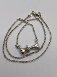 Sterling Chain With Bone Pendant And Clear Gems   4.70g     18'