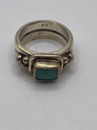 Sterling Ring With Green Stone   11.74g   Sz. 7.5