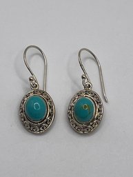 Sterling Earrings With Blue Stone   4.1g