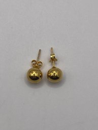 Sterling Brass Toned Ball Stud Earrings  1.78g