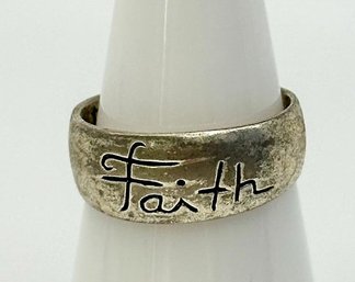 Sterling 'FAITH' Ring 4.00g  Size 7