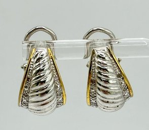 Wide Two Toned Sterling Hoop Earrings 7.53g