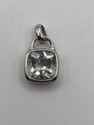Sterling Square Pendant With Light Clear Gem 3.90g