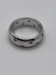 Sterling Band Dotted With Clear Gems  8.16g     Sz. 7